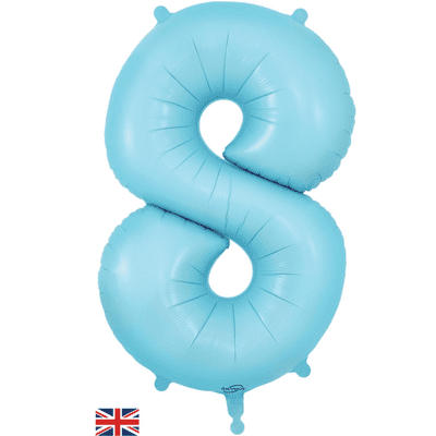 Matte Blue Number 8 Balloon - Foil Number Balloon 1pc (34