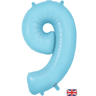 Matte Blue Number 9 Balloon - Foil Number Balloon 1pc (34