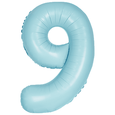 Matte Blue Number 9 Balloon - Foil Number Balloon 1pc (34