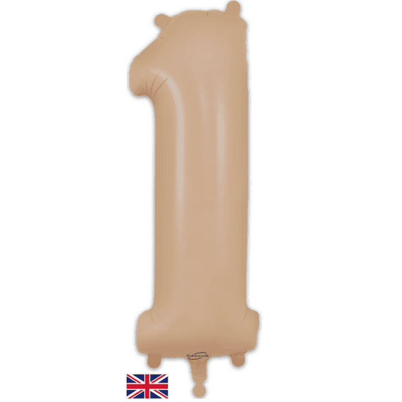 Matte Nude Number 1 Balloon - Oaktree Number Balloon | Free Delivery