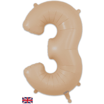 Matte Nude Number 3 Balloon - Foil Number Balloon 1pc (34