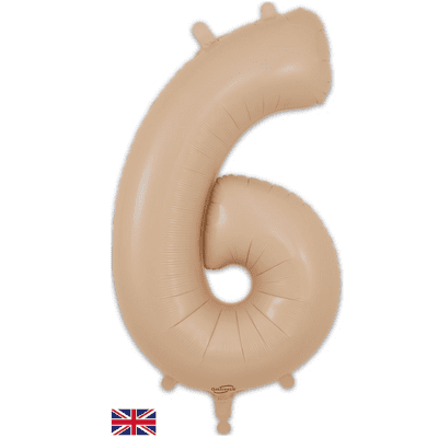 Matte Nude Number 6 Balloon - Foil Number Balloon 1pc (34