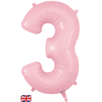 Matte Pink Number 3 Balloon - Foil Number Balloon 1pc (34