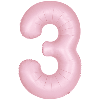 Matte Pink Number 3 Balloon - Foil Number Balloon 1pc (34