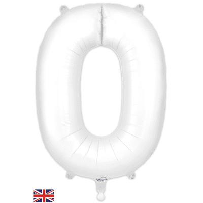 Matte White Number 0 Balloon - Foil Number Balloon 1pc (34
