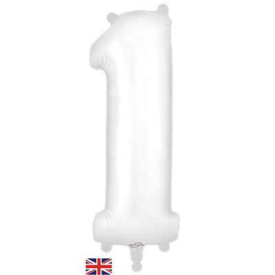 Matte White Number 1 Balloon - Foil Number Balloon 1pc (34