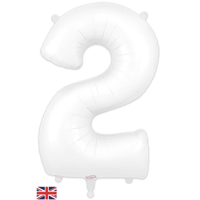 Matte White Number 2 Balloon - Foil Number Balloon 1pc (34