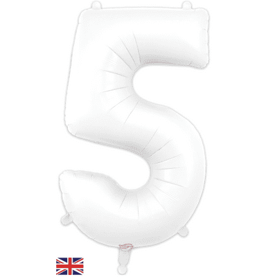 Matte White Number 5 Balloon - Foil Number Balloon 1pc (34