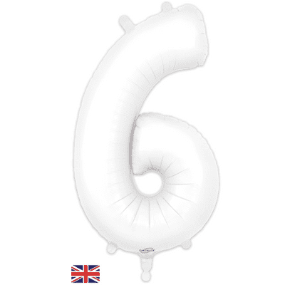 Matte White Number 6 Balloon - Foil Number Balloon 1pc (34
