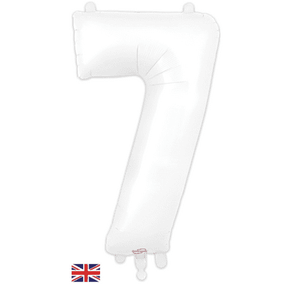 Matte White Number 7 Balloon - Foil Number Balloon 1pc (34