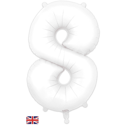 Matte White Number 8 Balloon - Foil Number Balloon 1pc (34
