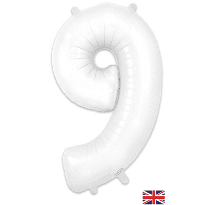 Matte White Number 9 Balloon - Foil Number Balloon 1pc (34