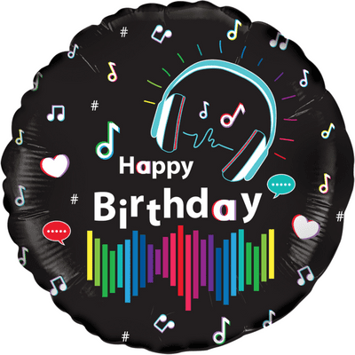 Media Music Birthday Foil Balloon (18