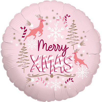 Merry Xmas Pink Foil Balloon (Grabo 18