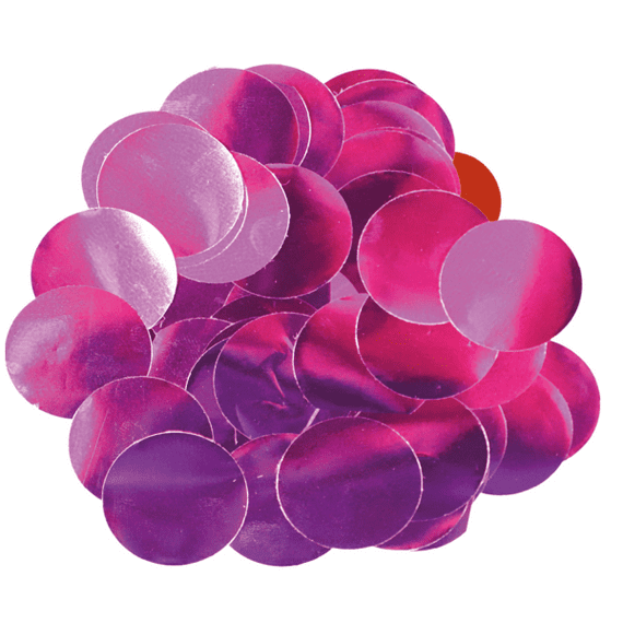 Metallic Fuchsia Foil Confetti for Balloons | 25mm Round 50g Bag