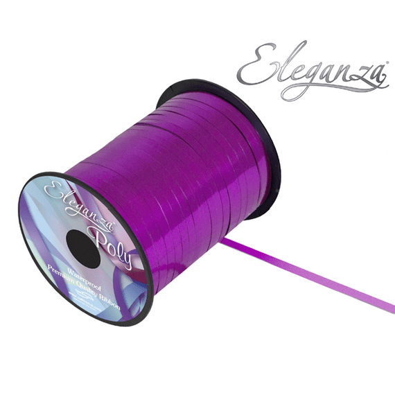 Eleganza Metallic Fuchsia Balloon Ribbon - 250 yard x 5mm curling ribbon for balloons.