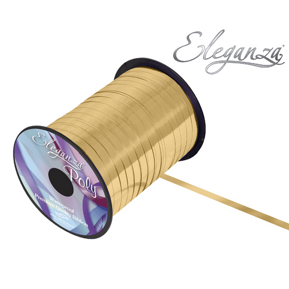 Eleganza Metallic Gold Balloon Ribbon - 250 yard x 5mm curling ribbon for balloons.
