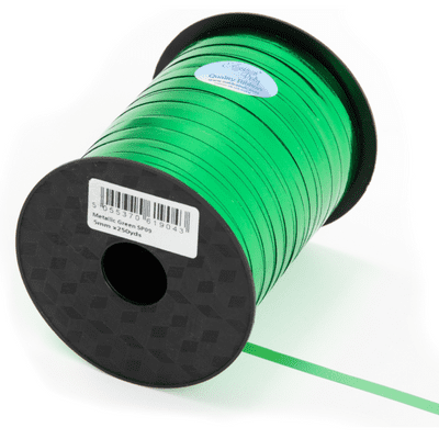 Metallic Green Ribbon for Balloons (Eleganza 250 yards x 5mm) 1pc