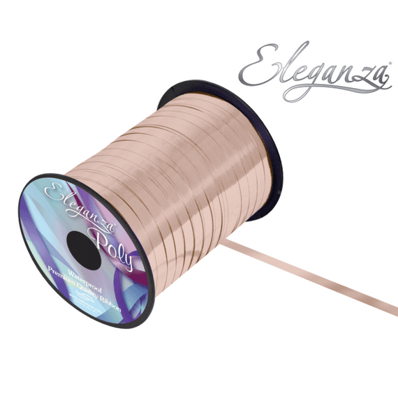 Eleganza Metallic Rose Gold Balloon Ribbon - 250 yard x 5mm curling ribbon for balloons.