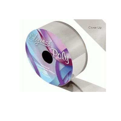 Metallic Silver Poly Ribbon 50mm x 25m (Eleganza) 1pc