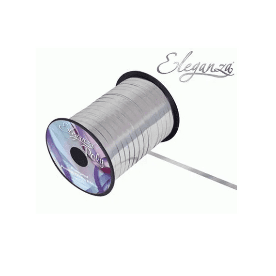 Eleganza Metallic Silver Balloon Ribbon - 250 yard x 5mm curling ribbon for balloons.