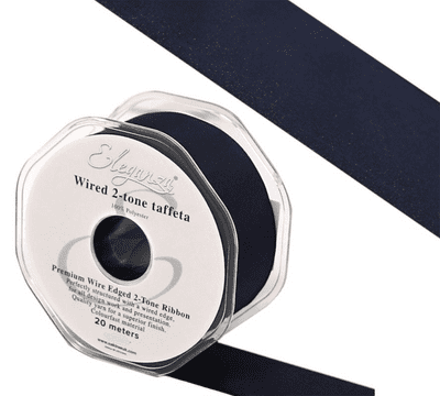 Midnight Blue Wired Edge Taffeta Ribbon 38mm x 20m (Eleganza) 1pc