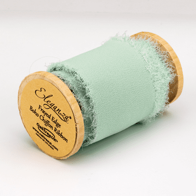 Mint Frayed Edge Chiffon Ribbon 50mm x 5m (Eleganza) 1pc