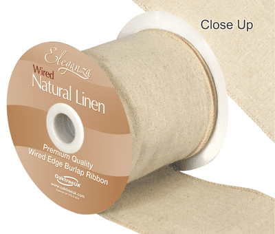 Natural Linen Wired Edge 100mm x 10m (Eleganza) 1pc