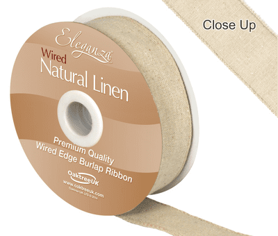 Natural Linen Wired Edge 32mm x 10m (Eleganza) 1pc