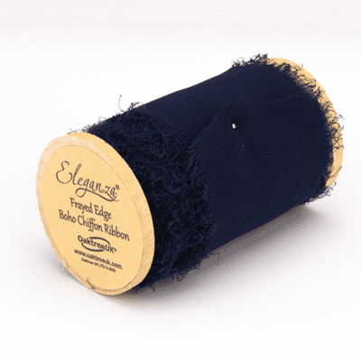 Navy Blue Frayed Edge Chiffon Ribbon 50mm x 5m (Eleganza) 1pc