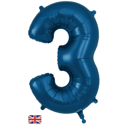 Navy Number 3 Balloon - Foil Number Balloon 1pc (34