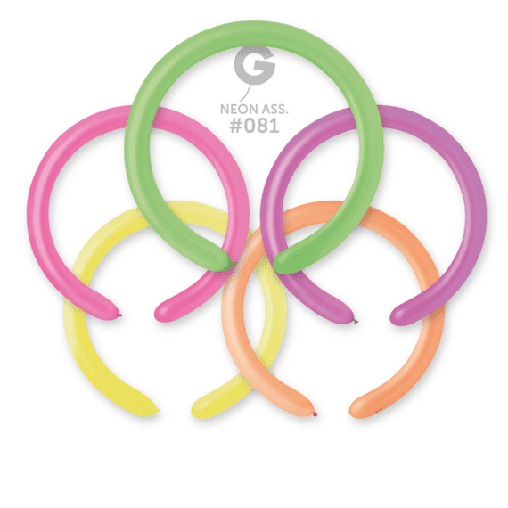 Neon Assorted 2 inch Modelling Balloons - 2