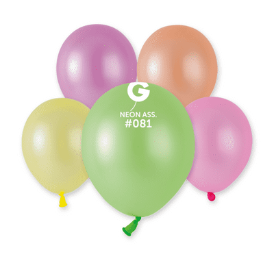 Neon Assorted 5 inch Balloons - Gemar 5