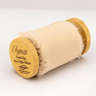 Nude Frayed Edge Chiffon Ribbon 50mm x 5m (Eleganza) 1pc