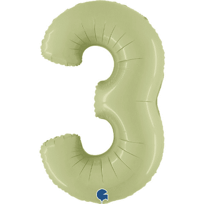 Olive Green Number 3 Balloon - Foil Number Balloon 1pc (40