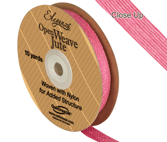 Hot Pink Eleganza Open Weave Jute Ribbon 10mm x 9.1m