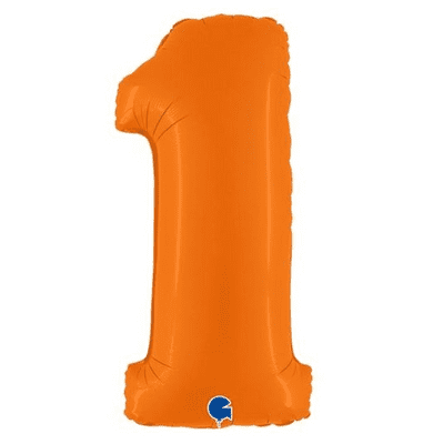 Orange Number 1 Balloon - Foil Number Balloon 1pc (40