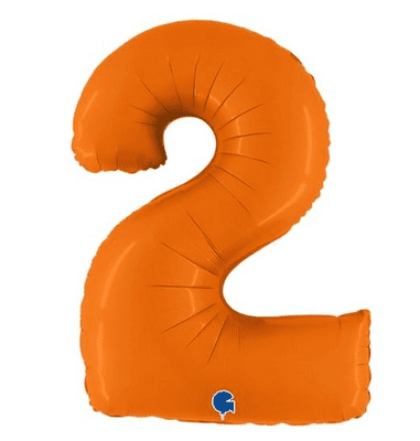 Orange Number 2 Balloon - Foil Number Balloon 1pc (40