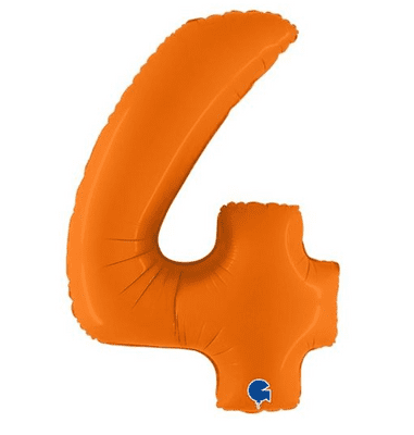 Orange Number 4 Balloon - Foil Number Balloon 1pc (40