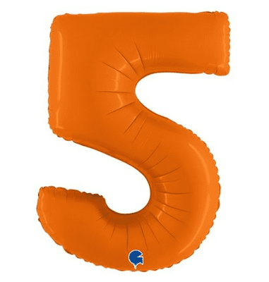Orange Number 5 Balloon - Foil Number Balloon 1pc (40