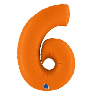 Orange Number 6 Balloon - Foil Number Balloon 1pc (40