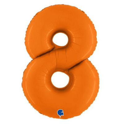 Orange Number 8 Balloon - Foil Number Balloon 1pc (40