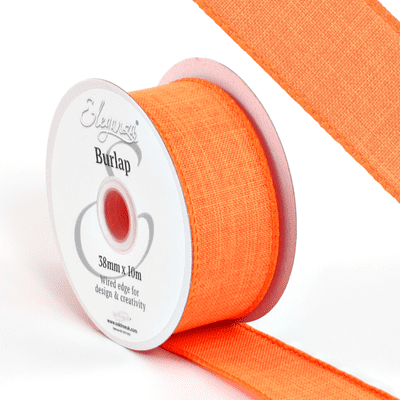 Orange Wired Edge Burlap Ribbon 38mm x 10m (Eleganza) 1pc