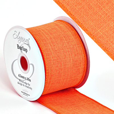 Orange Wired Edge Burlap Ribbon 63mm x 10m (Eleganza) 1pc