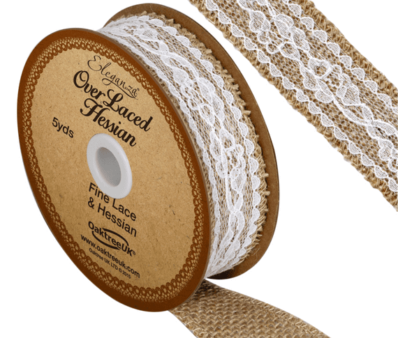 White Overlaced Hessian Ribbon 26mm x 4.47m