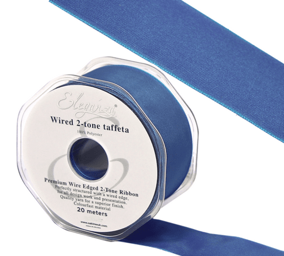 Pacific Blue Wired Edge Taffeta Ribbon 25mm x 20m | Wholesale