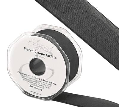 Pewter Wired Edge Taffeta Ribbon 25mm x 20m (Eleganza) 1pc