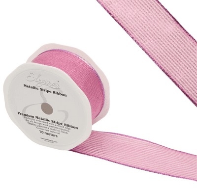 Pink Metallic Stripe Ribbon 38mm x 10m (Eleganza) 1pc