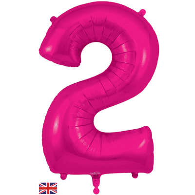 Pink Number 2 Balloon - Foil Number Balloon 1pc (34