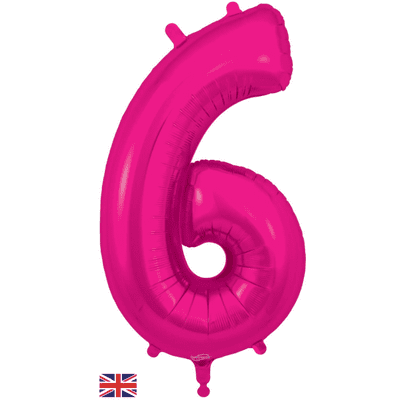 Pink Number 6 Balloon - Foil Number Balloon 1pc (34